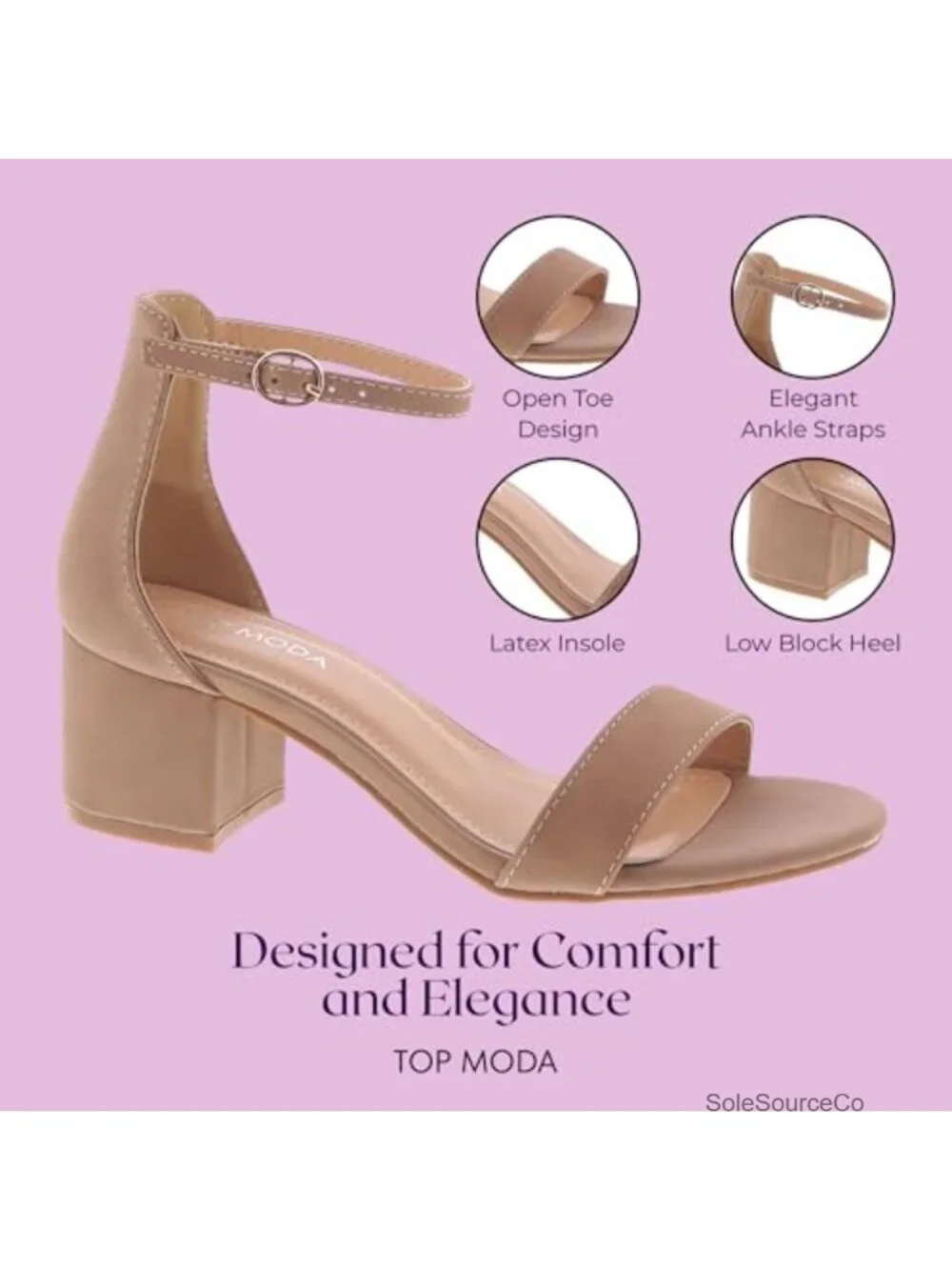Faux Nubuck Ankle Strap Block Heel Sandals, Non-slip Sole, Wedding, Party, Prom